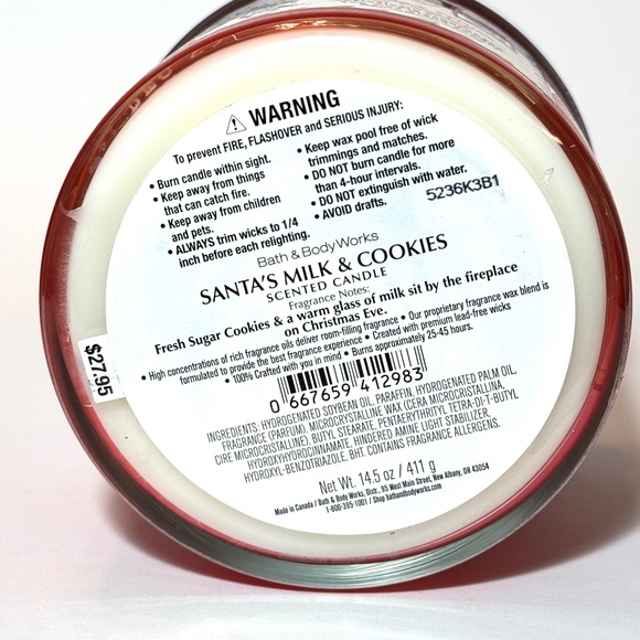 SANTA'S MILK & COOKIES 3-Wick Candle - Picture 3 of 3